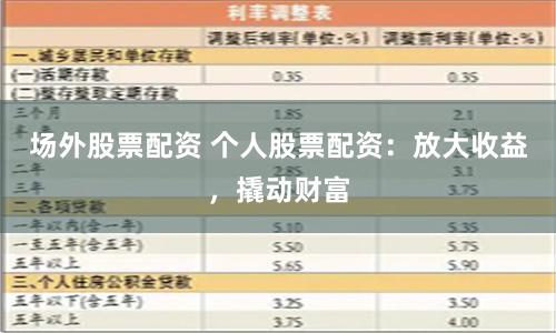 场外股票配资 个人股票配资：放大收益，撬动财富